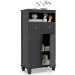 Costway meuble salle de bain, meuble de rangement avec 2 tiroirs et placard � 2 portes, compartiment ...
