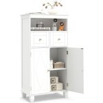 Costway meuble salle de bain, meuble de rangement avec 2 tiroirs et placard � 2 portes, compartiment ...