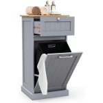 Costway meuble salle de bain avec tiroir, meuble linge placard 38l, panier � linge amovible, porte basculante, ...