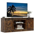 Costway meuble tv avec 2 portes coulissantes et �tag�res r�glables, support tv pour t�l�viseur jusqu� ...