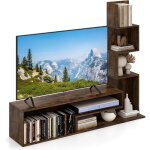 Costway - meuble tv cubique, bibliothque en l pour tl 50', 7 tagres ouvertes, tagre colonne pour ...