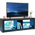 Costway - meuble tv led, meuble tl moderne pour tv 65 pouces, 20 couleurs statiques, 22 modes dynamiques, ...
