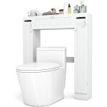Costway meuble wc au - dessus des toilettes, etag�re de rangement de salle de bains, avec porte - rouleau ...