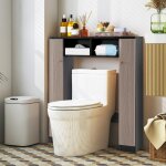 Costway meuble wc au - dessus de toilettes, meuble de rangement avec 2 compartiments ouverts, 2 placard ...