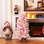 Mini sapin de no�l artificiel 90 cm, sapin de no�l pr� - d�cor� avec 12 boules de coton naturel, 24 boules ...