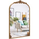 Costway miroir mural arch, cadre en m�tal, grand miroir mural baroque pour salon chambre entr�e, r�flexion ...