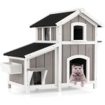 Costway - niche pour chat exterieur, maison chat en bois 2 Étage, 3 compartiments, toit en asphalte, ... Costway - niche pour chat exterieur, maison chat en bois 2 Étage, 3 compartiments, toit en asphalte, ...