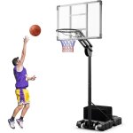 Costway panier de basket - ball sur pied avec hauteur rglable  10 niveaux 149 - 305 cm, ensemble de ...