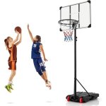 Costway panier de basket - ball sur pied hauteur rglable 176 - 206cm, support de basketball mobile avec ...
