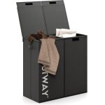 Panier a linge sale 2 compartiments, corbeille a linge 105 l, 2 sacs doublure amovibles, plateaux en ...