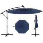 Costway - parasol d�port� excentr� 3m hexagonale, avec 40 led solaire, inclinable, 8 baleines en m�tal, ...