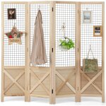 Costway - paravent interieur 4 panneaux 151 x 144 cm, separateur de pieces pliable, bois en paulownia, ... Costway - paravent interieur 4 panneaux 151 x 144 cm, separateur de pieces pliable, bois en paulownia, ...