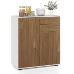 Costway petit buffet cuisine rangement, meuble de rangement 2 placards, 2 tiroirs, 3 �tag�res r�glables, ...