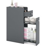 Costway petit meuble salle de bain, meuble rangement wc 4 niveaux, tiroirs coulissants sur roulettes, ...