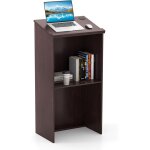 Costway podium debout en bois, pupitre 117 cm, surface inclin�e avec rebord, lutrin avec �tag�re de rangement ...