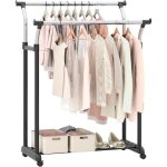 Costway portant a vetement double sur roulette, hauteur r�glable 106 - 175 cm, penderie vetement solide ...