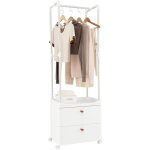 Costway portant a vetement avec roulettes, penderie vtement solide avce 2 tiroirs, tringle  vtement, ...