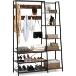 Costway - porte manteaux 180 cm, meuble d'entr�e 3 en 1, banc � chaussures, 9 pat�res double, etag�res ...