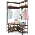 Costway porte manteaux d'angle 178 cm, meuble d'entr�e avec banc � chaussures, 7 pat�res, etag�res de ...