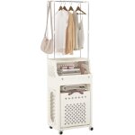 Costway portemanteau 3 en 1 sur roulettes avec panier � linge de 30 l, �tendoir pliable avec �tag�res, ...