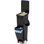 Costway poubelle cuisine 32 l en plastique, poubelle tri selectif 2 bac avec tiroir, 2 seaux amovible, ...