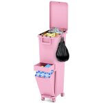 Costway poubelle cuisine 32 l en plastique, poubelle tri selectif 2 bac avec tiroir, 2 seaux amovible, ...
