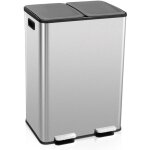 Costway - poubelle double compartiments 2 x 30l, poubelle tri selectif en acier inox, anti - empreinte, ...