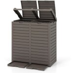 Poubelle exterieur 235l, poubelle de jardin avec couvercle et 2 plateaux extractiblex, cerclage, poubelle ...