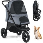 Costway poussette pour chien chat pliable, auvent r�glable, panier de rangement et poches, chariot pour ...