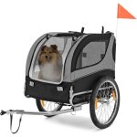 Costway remorque velo pliable pour chien animaux en oxford canvas, poussette de transport pour chien ...