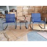 Costway - salon de jardin 3 pi�ces avec chaises � bascule table , ensemble de meuble ext�rieur charge ...