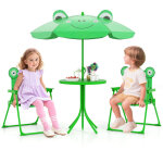 Costway - salon de jardin 4 pi�ces pour enfants de 3 � 6 ans, table + parasol r�glable en hauteur + 2 ...