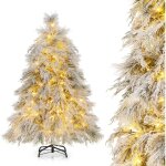 Costway sapin de noël artificiel 146 cm, 279 branches avec 150 led blanc chaud, aiguilles de pin, feuilles ... Costway sapin de noël artificiel 146 cm, 279 branches avec 150 led blanc chaud, aiguilles de pin, feuilles ...