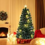 Sapin de nol artificiel  fibre optique de 150 cm, guirlande lumineuse, 24 lumires blanches chaudes, ...