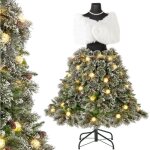 Costway sapin de nol artificiel pr - clair 150 cm, arbre de nol mannequin avec jupe, 465 branches, ...
