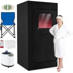 Costway sauna � vapeur portable 3l / 1200w pour tout le corps, tente de sauna steamer rapide avec 15 ...