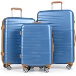 Costway set de 3 valises rigides avec serrure tsa, poign�es t�lescopiques en aluminium & roues pivotantes, ...
