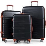 Costway set de 3 valises rigides avec serrure tsa, poign�es t�lescopiques en aluminium & roues pivotantes, ...