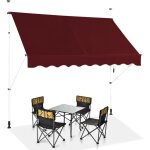 Costway - store banne manuel r�tractable 2 x 1, 25m avec manivelle hauteur r�glable 200 - 300cm, auvent ...