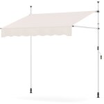 Costway - store banne manuel r�tractable 200 x 210 - 300 cm sans per�age, auvent pare - soleil r�glable ...