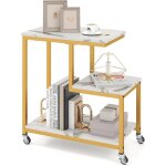 Costway - table d'appoint, bout de canap� � roulette, effet marbre, etag�res ouvertes, cadre en m�tal, ...