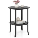 Costway table d'appoint ronde � 2 niveaux, bout de canap� avec �tag�re, grain de bois, table d'appoint ...