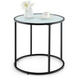 Costway - table d'appoint ronde en verre dia. 50 cm, bout de canap� marbre, cadre en m�tal, plateau en ...