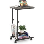 Costway - table d'appoint � roulettes, bout de canap� en forme de c avec porte - revues, table de lit ...