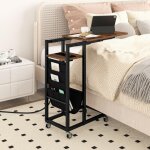 Costway - table d'appoint à roulettes avec prise, plateau extensible, bout de canapé en forme c, 2 prises, ... Costway - table d'appoint à roulettes avec prise, plateau extensible, bout de canapé en forme c, 2 prises, ...