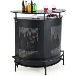 Costway table de bar, ilot central cuisine, cadre en mtal, pieds rglables, supports  verres, tagres, ...