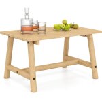 Costway - table basse d'ext�rieur en bois massif avec plateau � lattes, table rectangulaire pour jardin, ...