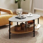 Costway - table basse ovale, table basse pierre 2 niveaux, cadre en métal, design compact, 105 x 65 x ... Costway - table basse ovale, table basse pierre 2 niveaux, cadre en métal, design compact, 105 x 65 x ...