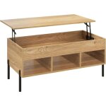 Costway table basse relevable avec 3 compartiments et rangement cach, table basse salon  pieds en mtal ...