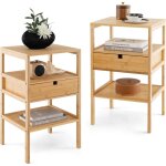 Table de chevet en bambou, table de nuit avec tiroir et 3 Étagères, chevet de lit pour chambre adulte, ... Table de chevet en bambou, table de nuit avec tiroir et 3 Étagères, chevet de lit pour chambre adulte, ...